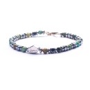 4mm Beaded Bracelet Unisex Turquoise Hematite Hard Stones 925 Silver