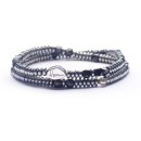 Braccialetto a molla doppio filo Palline Sfere perline Uomo donna Argento 925 Ematite