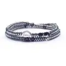 Braccialetto a molla doppio filo Palline Sfere perline Uomo donna Argento 925 Ematite