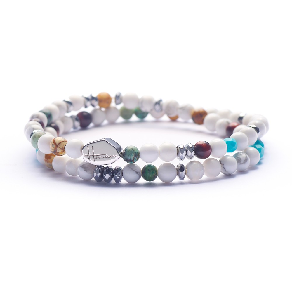 Unisex Double Wrap Beaded Stone...