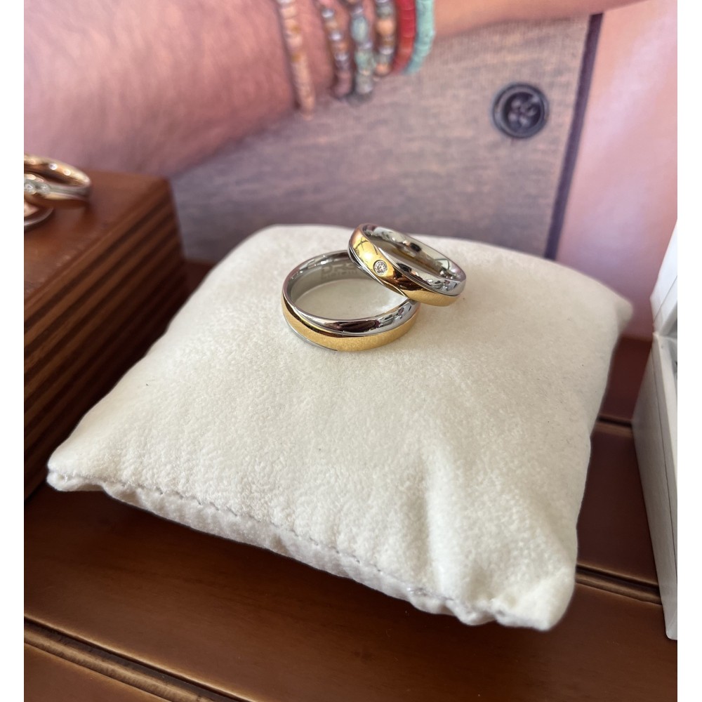 Pair of Steel Gold Rings with Engraving
