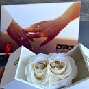 Couple Rings Steel Bands Him and Her Gold with Zirconia