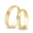 Pair of Engagement Rings in Satin Stainless Steel and Gold
