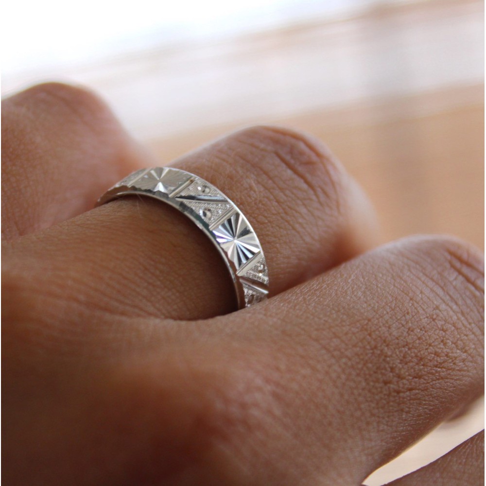 Silver engagement ring wedding band...