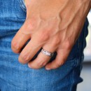 Silver engagement ring wedding band band.