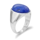 Anello Uomo Donna Argento 925% con incisione Chevalier con Pietra Blu Lapislazzuli