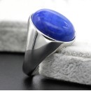Anello Uomo Donna Argento 925% con incisione Chevalier con Pietra Blu Lapislazzuli