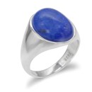 Men's and Women's 925% Silver Ring with Chevalier Engraving with Blue Lapis Lazuli Stone