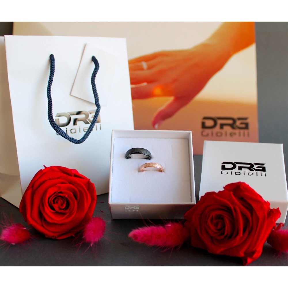 Couple Rings Steel Band Black Rose Gold