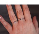 Couple of Adjustable Silver Rings for Men and Women with Heart-Shaped Zirconia