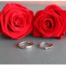Couple of Adjustable Silver Rings for Men and Women with Heart-Shaped Zirconia