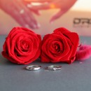 Couple of Adjustable Silver Rings for Men and Women with Heart-Shaped Zirconia