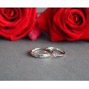 Couple of Adjustable Silver Rings for Men and Women with Heart-Shaped Zirconia