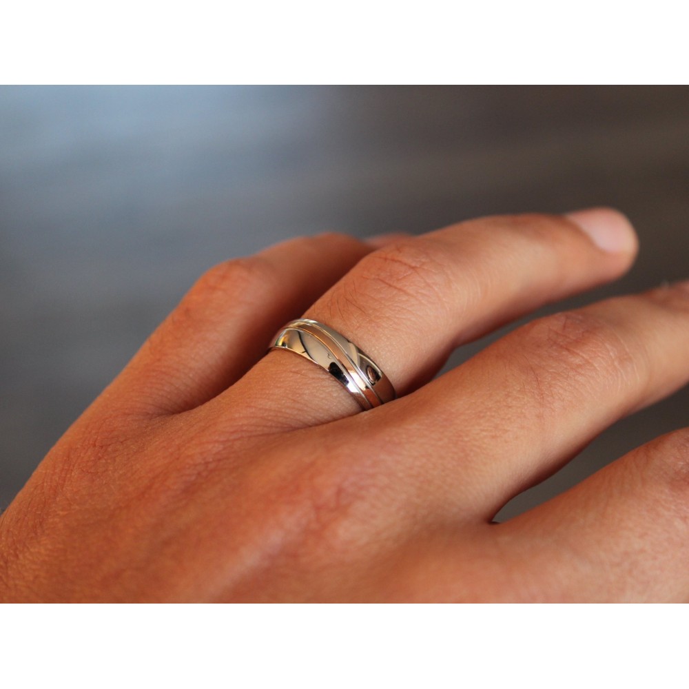 Couple rings steel rose gold engraving