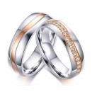 Couple rings steel rose gold engraving