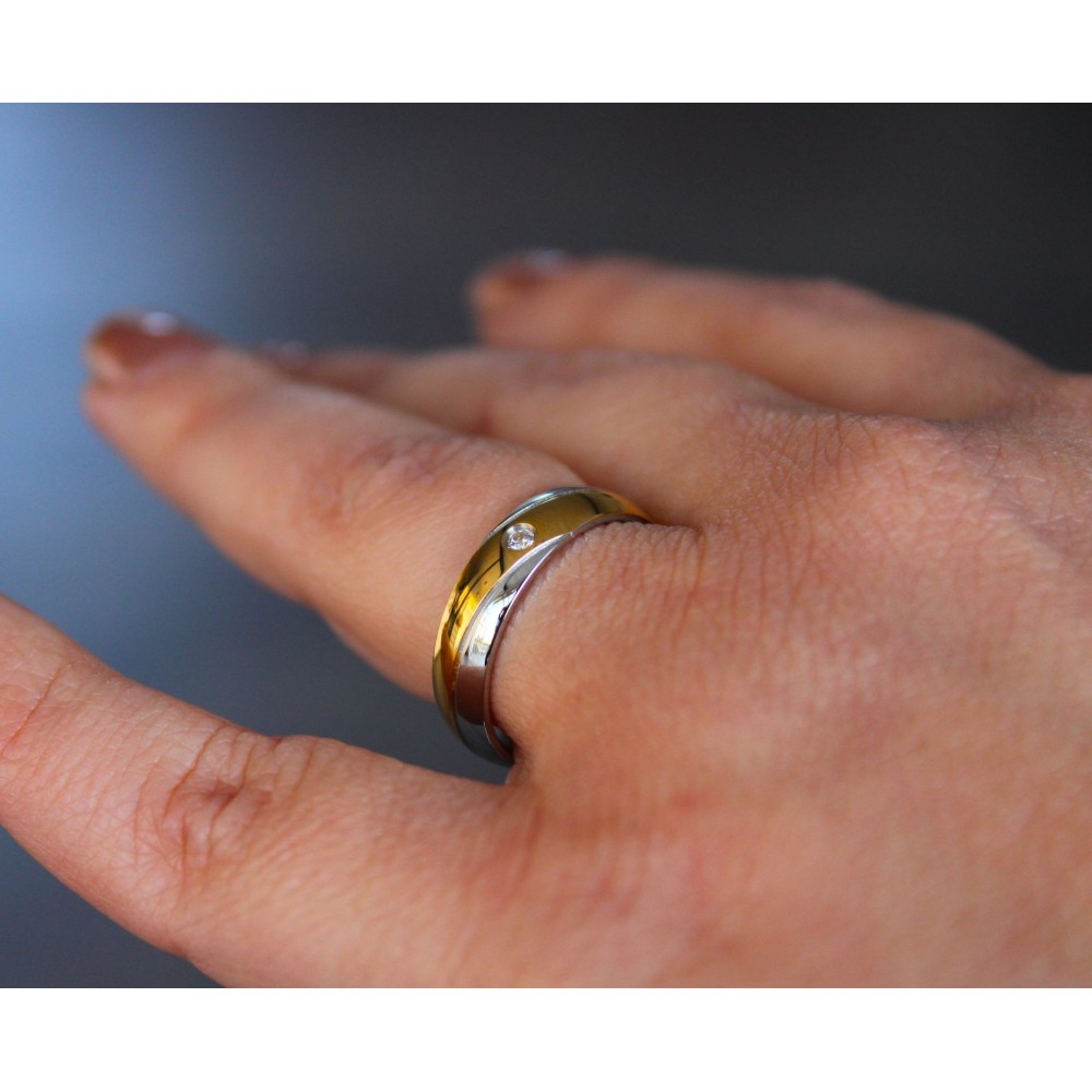 Pair of Steel Gold Rings with Engraving