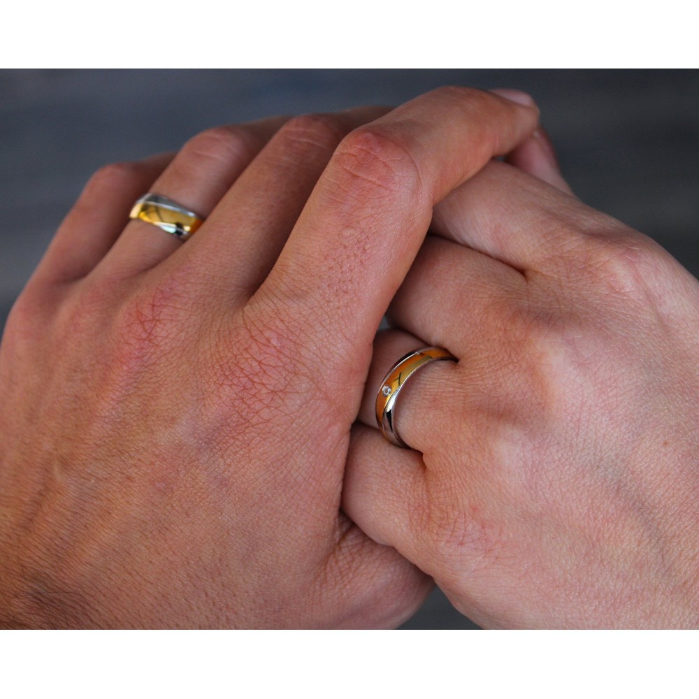 Pair of Steel Gold Rings with Engraving