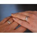 Pair of Rings Bands Steel Engraving Satin Silver Rose Gold