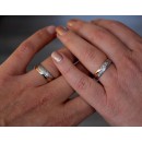 Pair of Rings Bands Steel Engraving Satin Silver Rose Gold