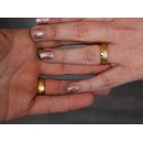 Pair of Rings Bands in Steel Smooth and Hammered Gold and Zircons