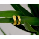 Pair of Rings Bands in Steel Smooth and Hammered Gold and Zircons