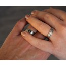 Pair of Satin Finish Rings with Broken Heart