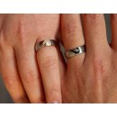 Pair of Satin Finish Rings with Broken Heart