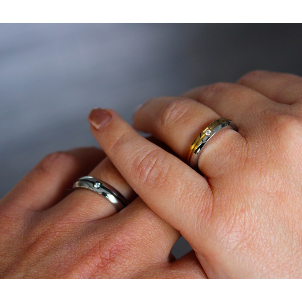 Pair of Steel Wedding Rings with...