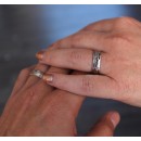 Pair of Wedding Rings Bands 925 Silver Engravings Men Women