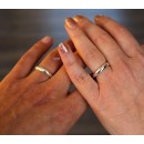 Pair of 5g simple 925% Silver wedding rings with engraving.