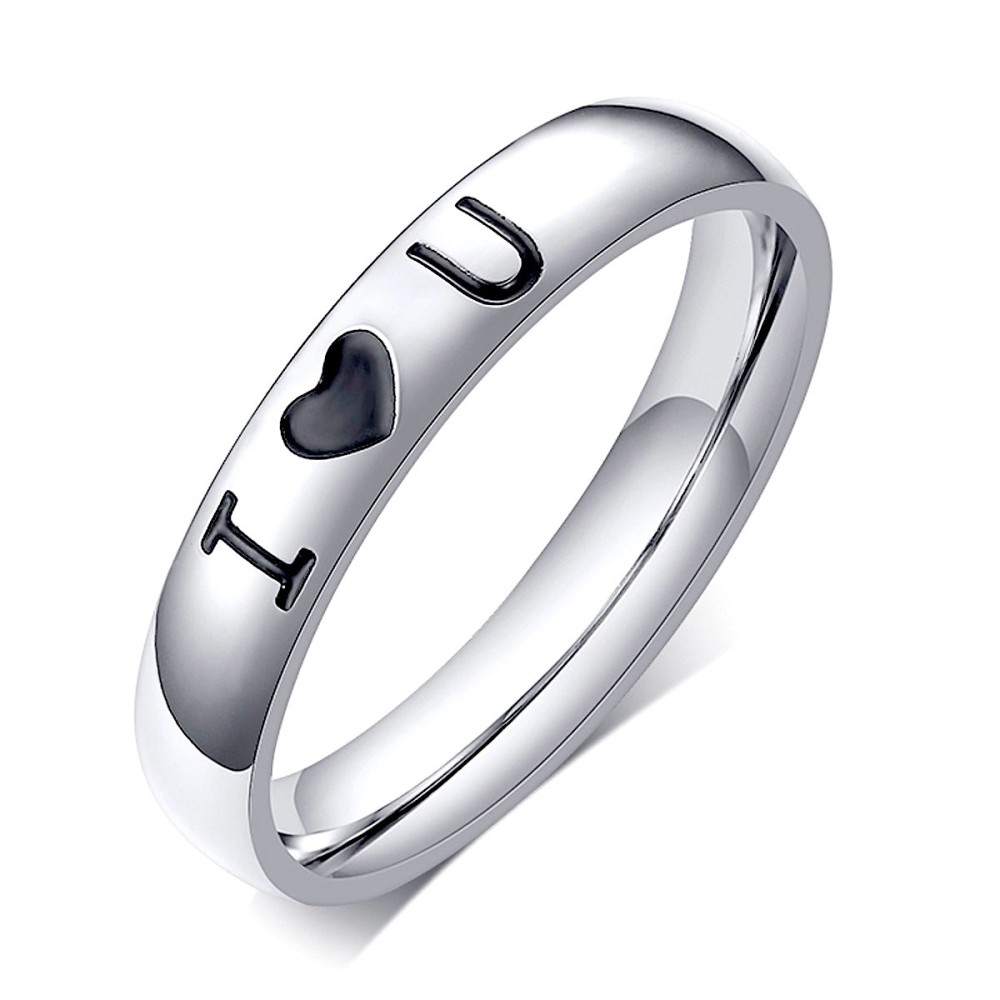 Steel ring with engraving "I Love...