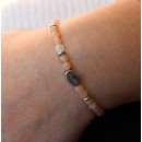 Men's Women's Bracelet Sunstone Hard Stones 4mm Cubes and 925 Silver