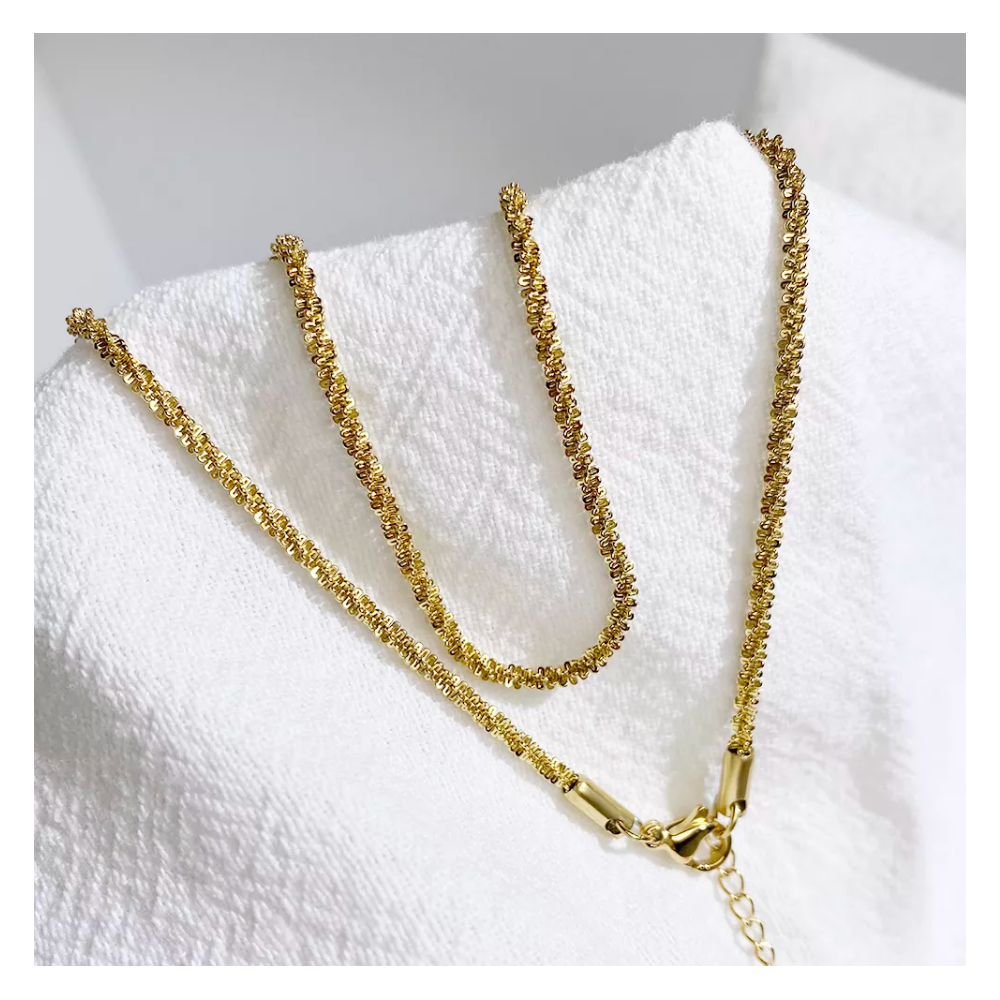 Gold Women's Necklace in Steel with...