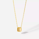 Stainless Steel Women's Necklace Simple Gold Chain with Stone