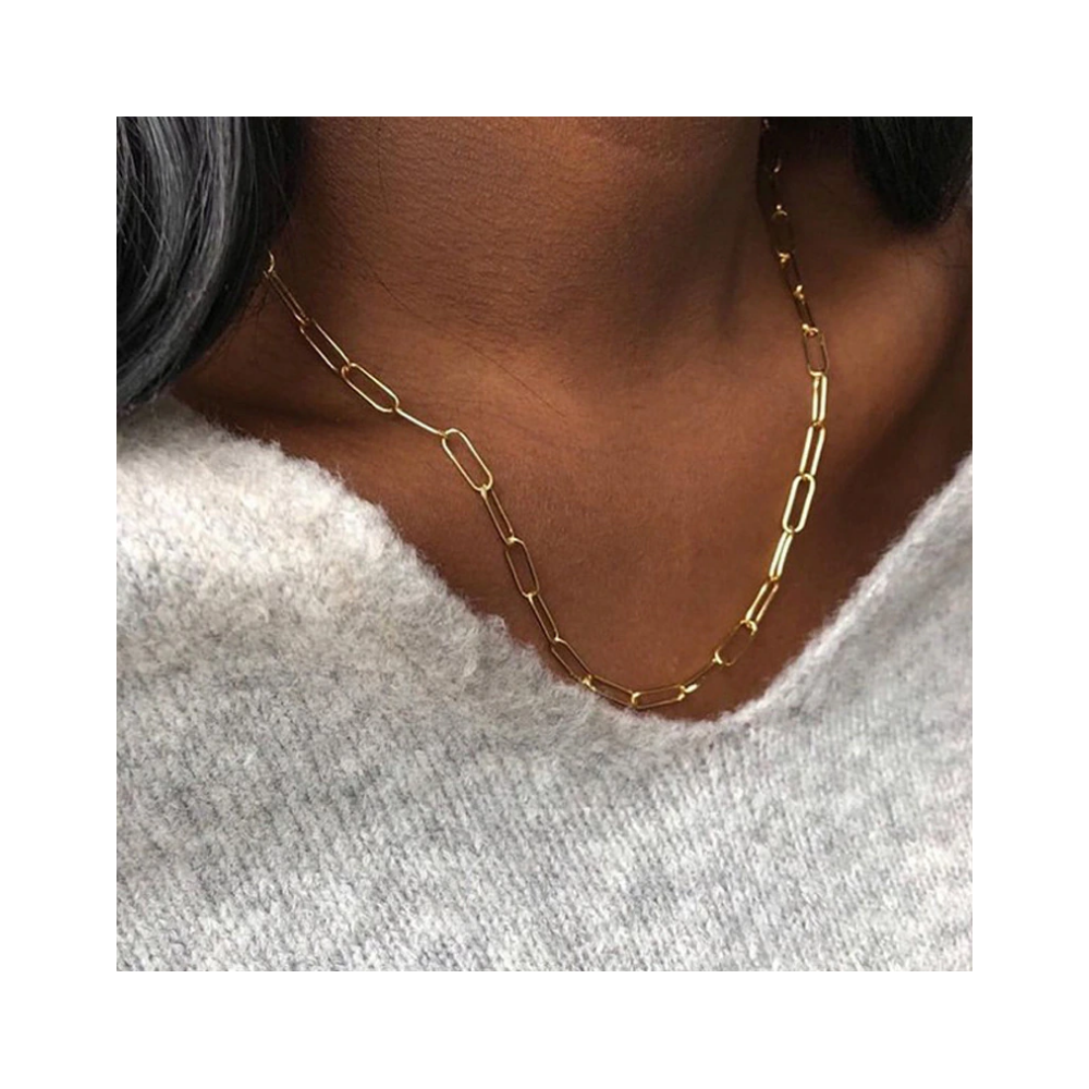 Gold Steel Staple Necklace for Women...