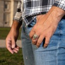 anello teschio argento