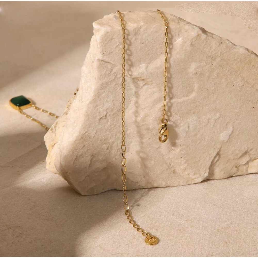 Collana Acciaio Donna Oro con Pietra...