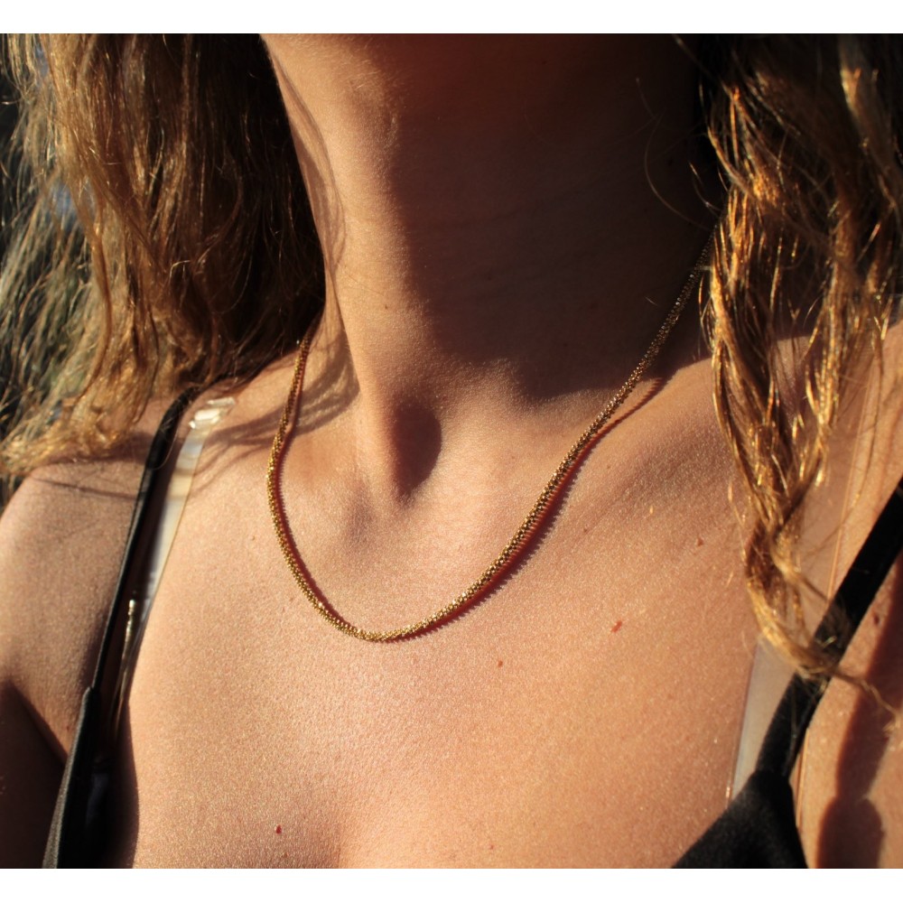 Gold Women's Necklace in Steel with...