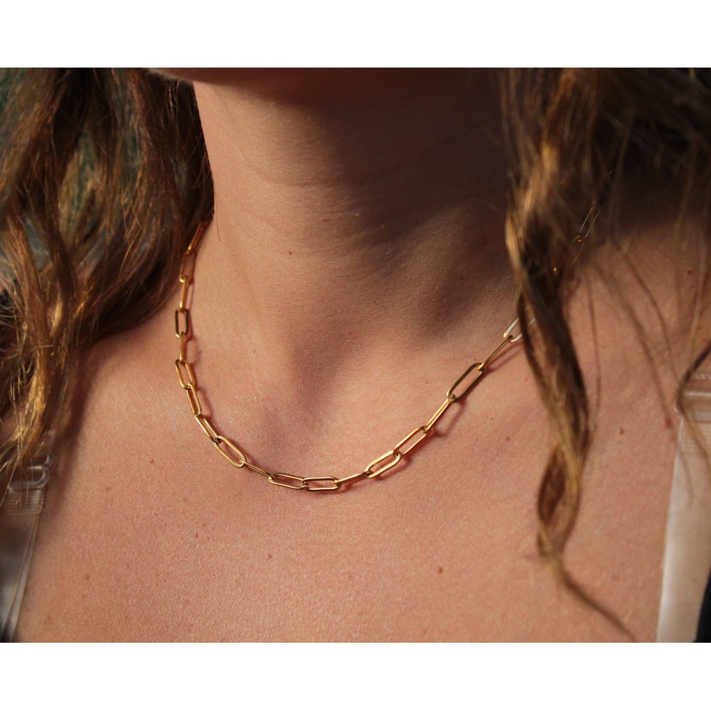 Gold choker in stainless steel for...
