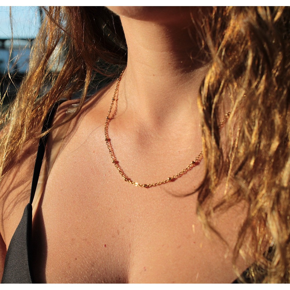 Gold Collar Choker Steel Bead...