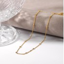 Gold Collar Choker Steel Bead Necklace Simple Beaded Beads