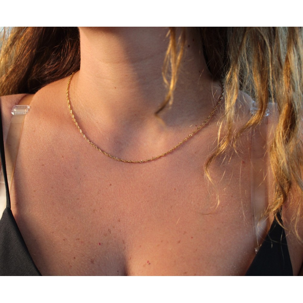 Gold Choker Necklace with Simple...