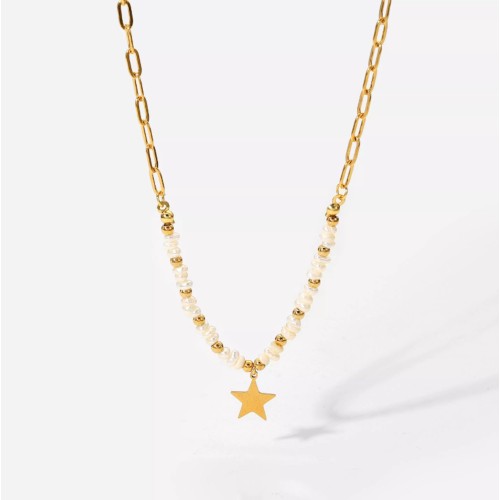 Gold Steel Necklace Women...