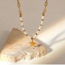 Collana Oro Acciaio Donna Catena a Graffetta Perline Stella