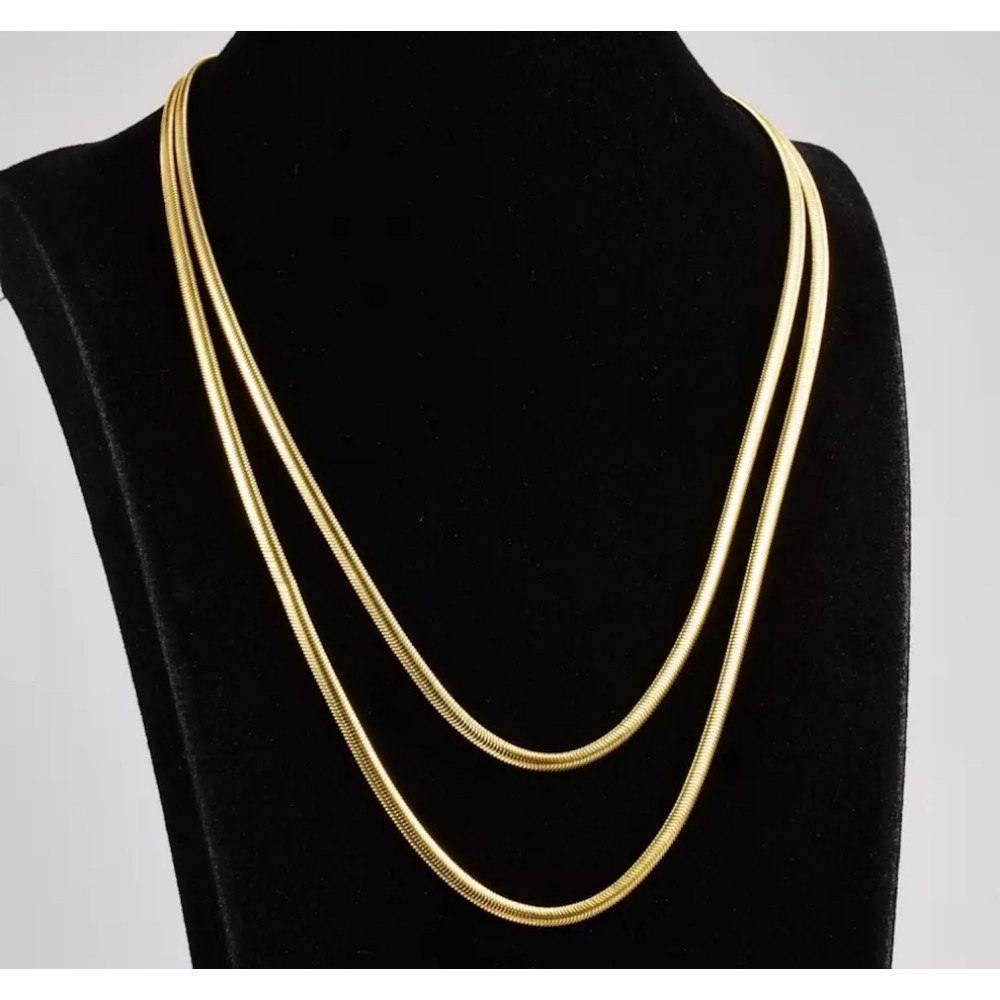 Women's Gold Necklace Double Strand...