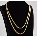 Women's Gold Necklace Double Strand Snake Chain Round Flat Steel