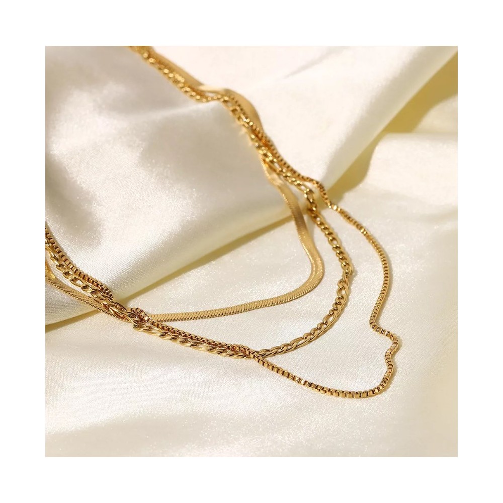 Collana Oro Donna 3 Catenine Acciaio...