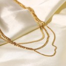 Women's Gold Necklace with 3 Steel Chains Venetian Figaro Fishbone Spike