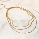 Women's Gold Necklace with 3 Steel Chains Venetian Figaro Fishbone Spike