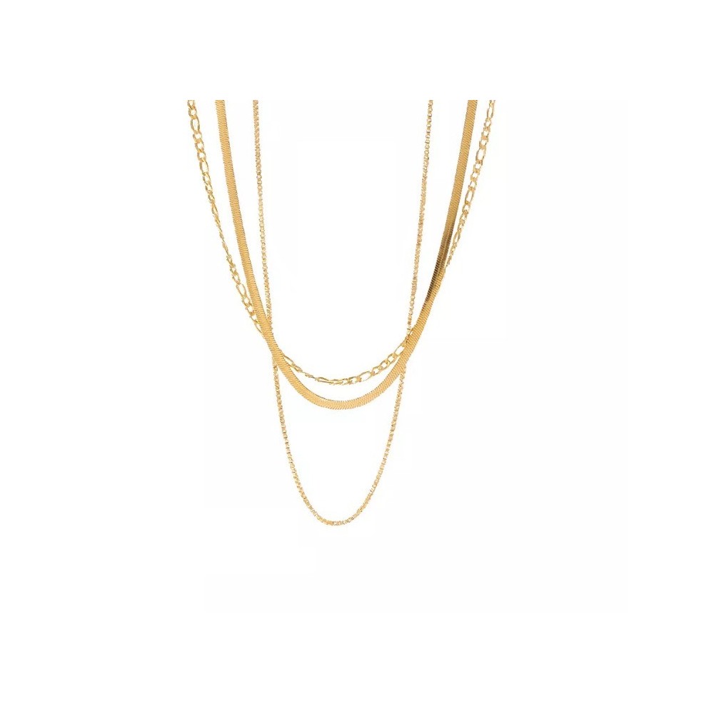 Women's Gold Necklace with 3 Steel...